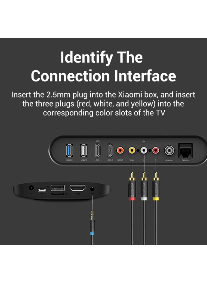 VENTION 2.5mm Male to 3RCA Male AV Cable 1.5M Black Model # BCCBG - Image 3