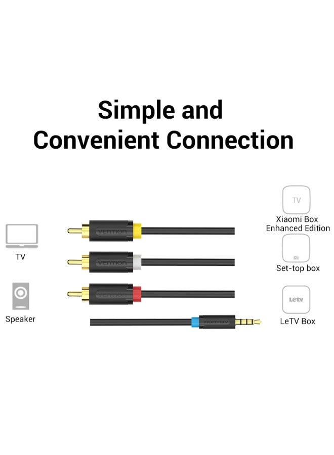 VENTION 2.5mm Male to 3RCA Male AV Cable 1.5M Black Model # BCCBG - Image 5