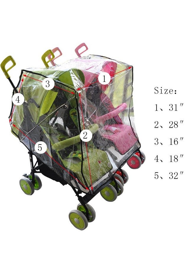 Vafon Aligle Twin Stroller Raincoat Universal Size Side by Side Stroller Weather Shield, Baby Rain Cover/Wind Shield - Image 3