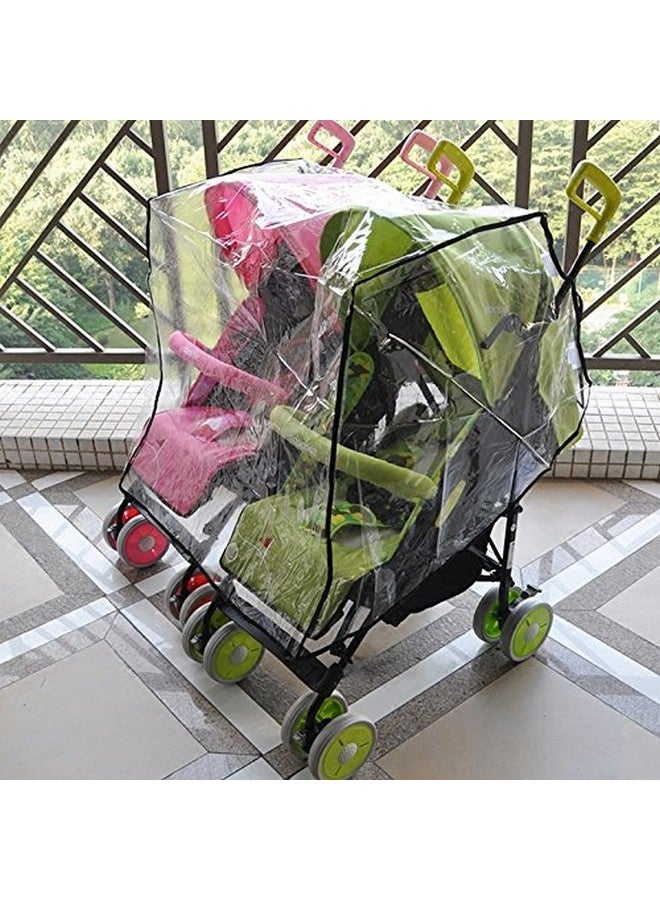Vafon Aligle Twin Stroller Raincoat Universal Size Side by Side Stroller Weather Shield, Baby Rain Cover/Wind Shield - Image 2