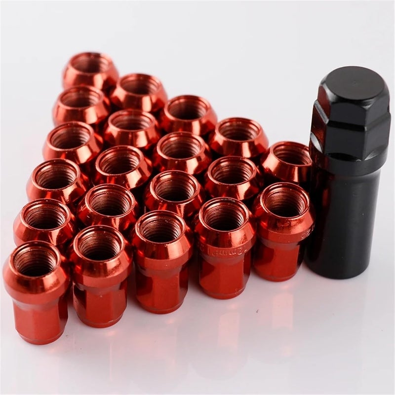Red Lug Nuts 20pcs M12x1 5 32mm Composite Steel Wheel Nuts Car Rims Lug Bolts - Image 3