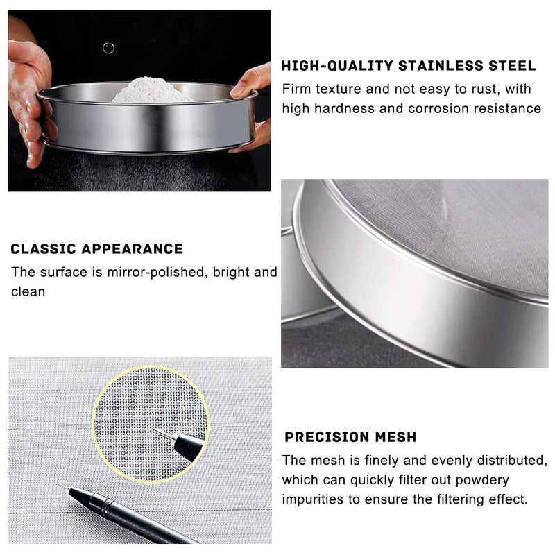 CXWUZH Flour Sifter Stainless Steel 8 Inch 60 Mesh Fine Mesh Strainers Flour Sieve for Baking Cake Bread - Image 4