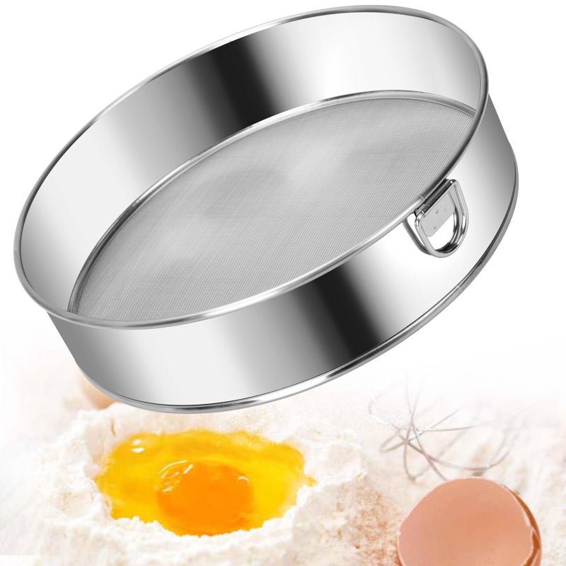 CXWUZH Flour Sifter Stainless Steel 8 Inch 60 Mesh Fine Mesh Strainers Flour Sieve for Baking Cake Bread - Image 1