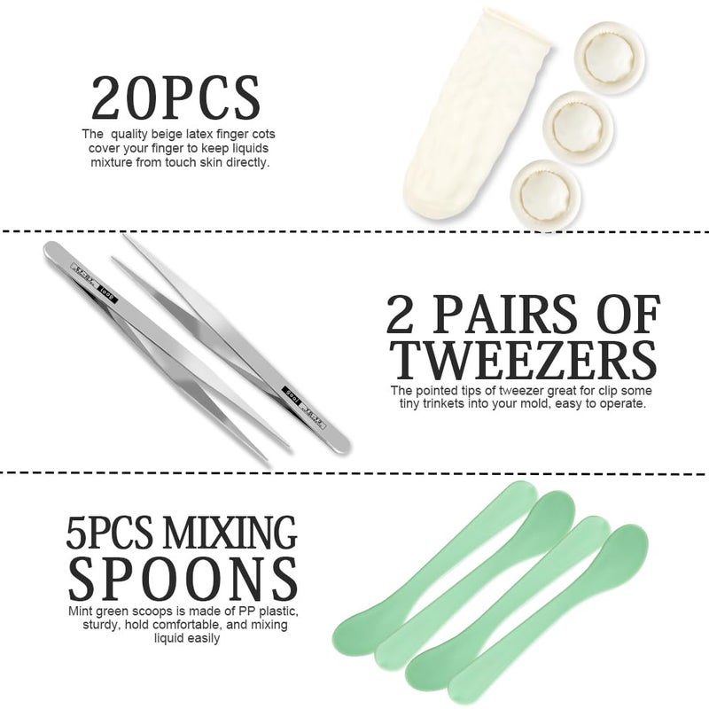 LEOBRO Silicone Measuring Cups for Epoxy Resin, 250 & 100ml Reusable Epoxy Resin Mixing Cups, Silicone Pouring Cup, with Stir Sticks, Finger Cots, Tweezers - Image 4