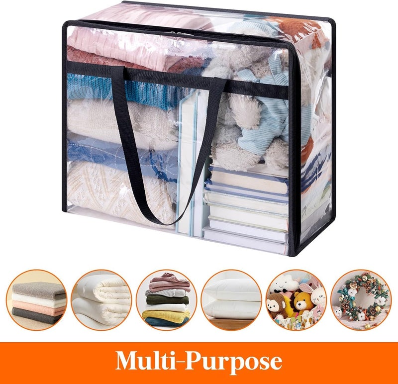 TAKIVA Pack of 6 Clear Transparent Clothes Storage Bags Plastic Blanket Storage Bags Saree Covers with zip Saree Organizer for Wardrobe Transparent Storage Bag for Blenket Clothes comforters - Image 4