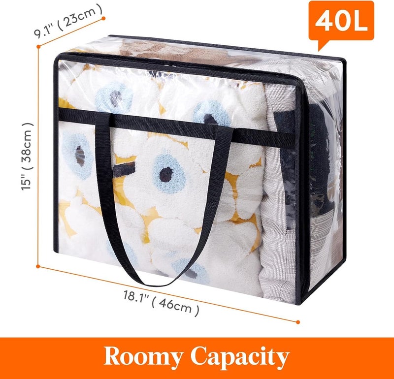 TAKIVA Pack of 6 Clear Transparent Clothes Storage Bags Plastic Blanket Storage Bags Saree Covers with zip Saree Organizer for Wardrobe Transparent Storage Bag for Blenket Clothes comforters - Image 2