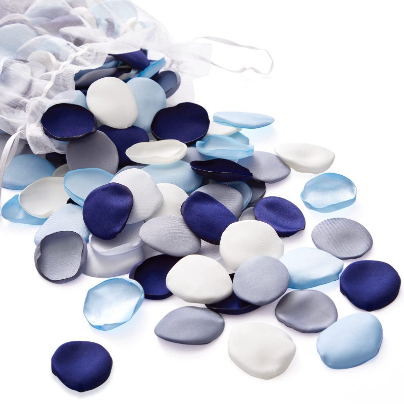 Serwalin 300Pcs Silk Rose Petals Flower Petals for Valentines Day Dusty Navy Blue Petals Flower Girl Petals for Weddings Proposal Flower Girl Basket Aisle Runner Bridal Shower 4 Color Mixes