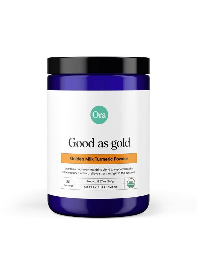 Ora Organic Golden Milk Powder - Ayurvedic Turmeric Powder with Organic Adaptogens - Ashwagandha, Reishi and Ginger | Organic, Gluten-Free, Soy-Free, Vegan, Non-GMO - Maple & Vanilla, 30 Servings - Image 1