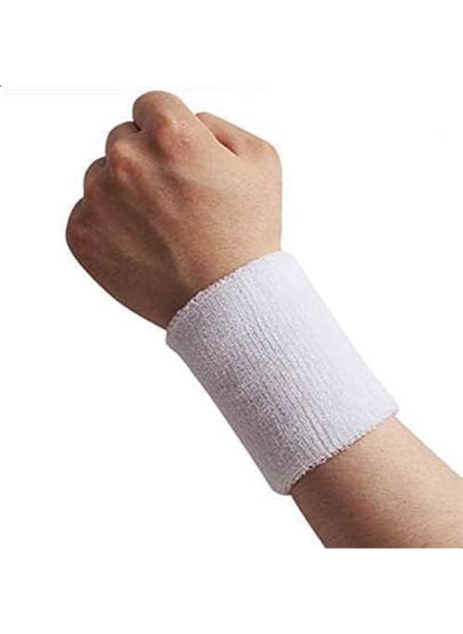 Joker Sweatproof Terry Cloth Moisture Wicking Hand and Wrist Wraps Set for Workout, Basketball, White