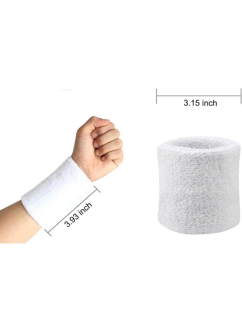 Joker Sweatproof Terry Cloth Moisture Wicking Hand and Wrist Wraps Set for Workout, Basketball, White