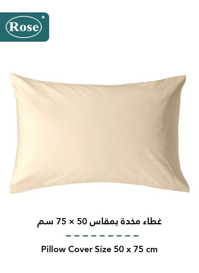 Rose - Rose Luxurious Plain Fitted Sheet with Deep Pockets and Pillow Case, Bed Sheet 2-Pieces Set, Soft & Cozy Microfiber Breathable and Cooling, Extra Twin Size 120x200+38 cm, Beige - Image 1