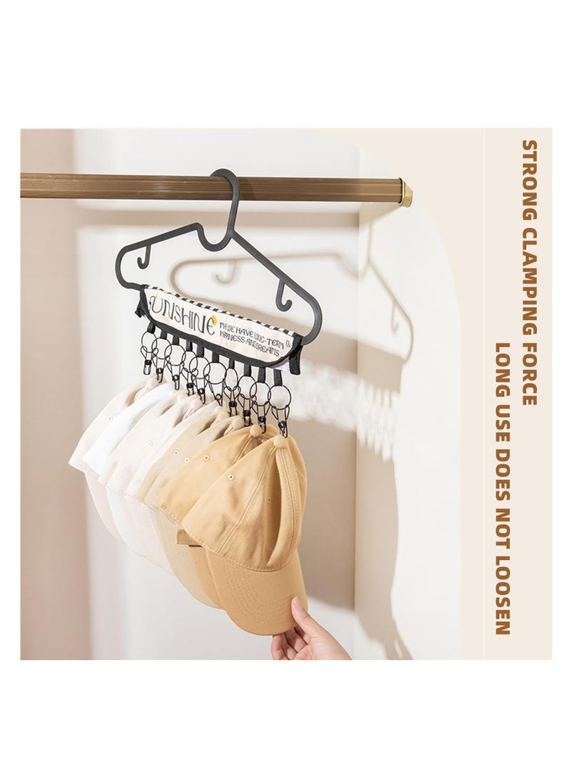 SYOSI - Folding Hat Rack With Stainless Steel Clips - Multifunctional Cap Organizer Hanger For Closet, Travel Clothespins 10 Baseball Caps, Socks, Bras, And Accessories Beige - Image 1