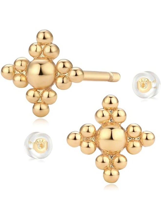 Mevecco Women Huggie Hoop Earrings Gold Ear Stud Cuff 14K Gold Filled Small Boho Beach Simple Delicate Handmade Hypoallergenic Jewelry Gift - Image 1