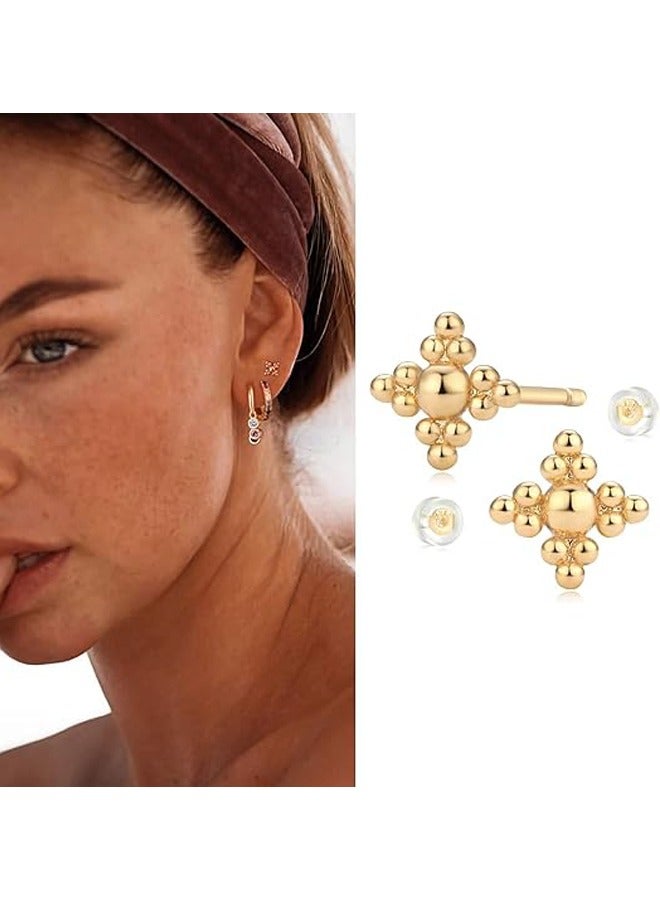 Mevecco Women Huggie Hoop Earrings Gold Ear Stud Cuff 14K Gold Filled Small Boho Beach Simple Delicate Handmade Hypoallergenic Jewelry Gift - Image 3