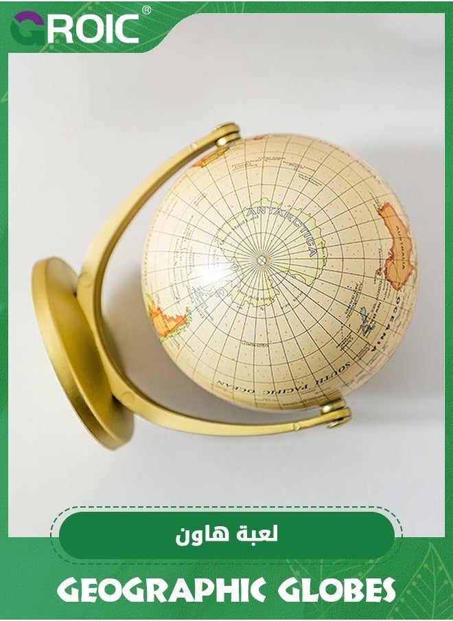 GROIC Vintage World Globe, Geographic Globes Antique Globe Mini World Map Globe, Vintage Political World Educational Modern Desktop Decoration for School, Home, Office（Diameter 3.9 inch）  - Image 3