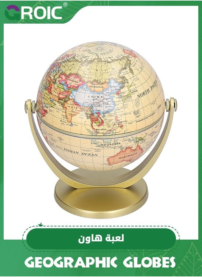GROIC Vintage World Globe, Geographic Globes Antique Globe Mini World Map Globe, Vintage Political World Educational Modern Desktop Decoration for School, Home, Office（Diameter 3.9 inch）  - Image 1