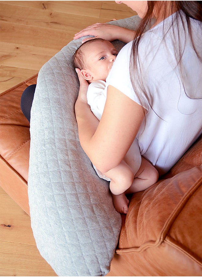BEABA Big Flopsy Nursing Pillow, Pregnancy Pillow, Multifunctional Pregnancy Pillow, Suitable For Sleeping/Breastfeeding, Support, Relaxation And Comfort, Cotton Flower - Grey Mottled  - Image 3