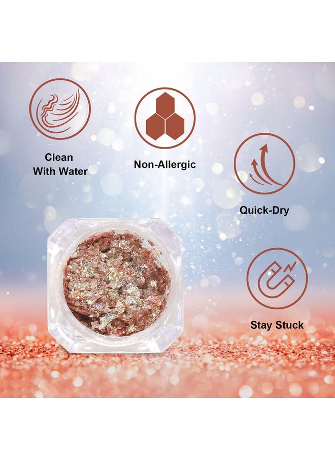 Aslanka - Chunky Glitter Gel, Mermaid Sequins Liquid Party Makeup Face Body Eye Hair Nail Cosmetic Festival Multishape Sequins Eyeshadow With Sponge Applicator No Need Glue Peach - Image 1
