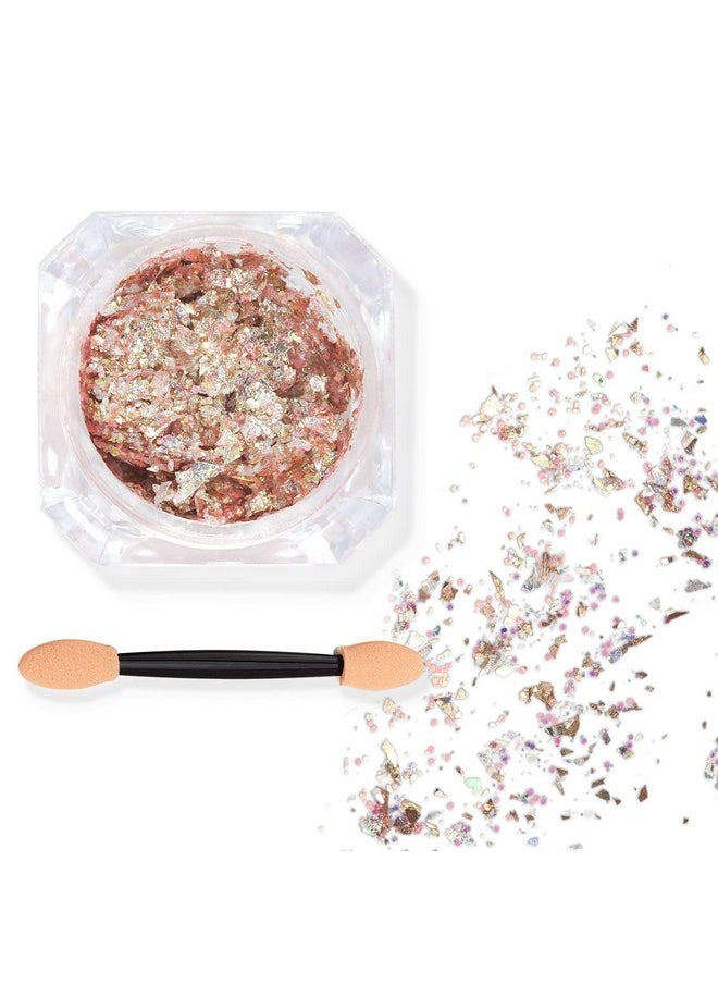 Aslanka - Chunky Glitter Gel, Mermaid Sequins Liquid Party Makeup Face Body Eye Hair Nail Cosmetic Festival Multishape Sequins Eyeshadow With Sponge Applicator No Need Glue Peach - Image 1