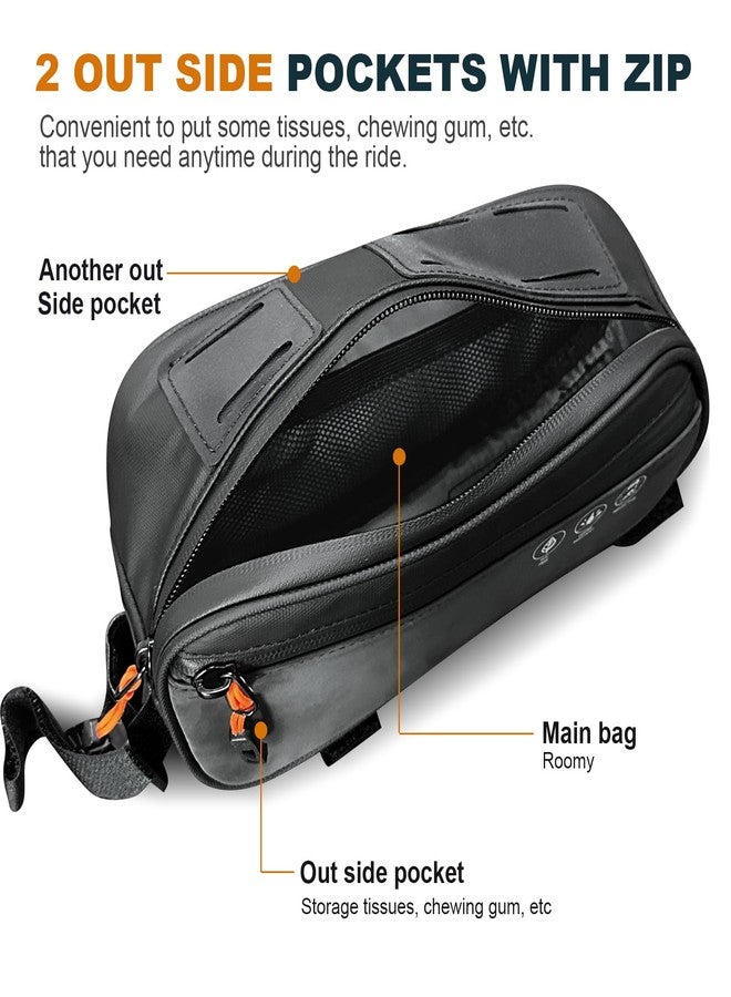 NDakter Bike-Frame-Bag, Waterproof Bicycle Top Tube Storage Triangle Pouch with 2 Side Pockets, Reflective Mountain Road Bike Tool Pack for Audlt, Phone, Bike-Accessories, MTB,BMX Trip (1.2L) - Image 5