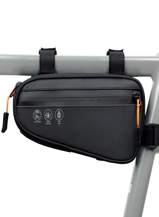NDakter Bike-Frame-Bag, Waterproof Bicycle Top Tube Storage Triangle Pouch with 2 Side Pockets, Reflective Mountain Road Bike Tool Pack for Audlt, Phone, Bike-Accessories, MTB,BMX Trip (1.2L) - Image 1