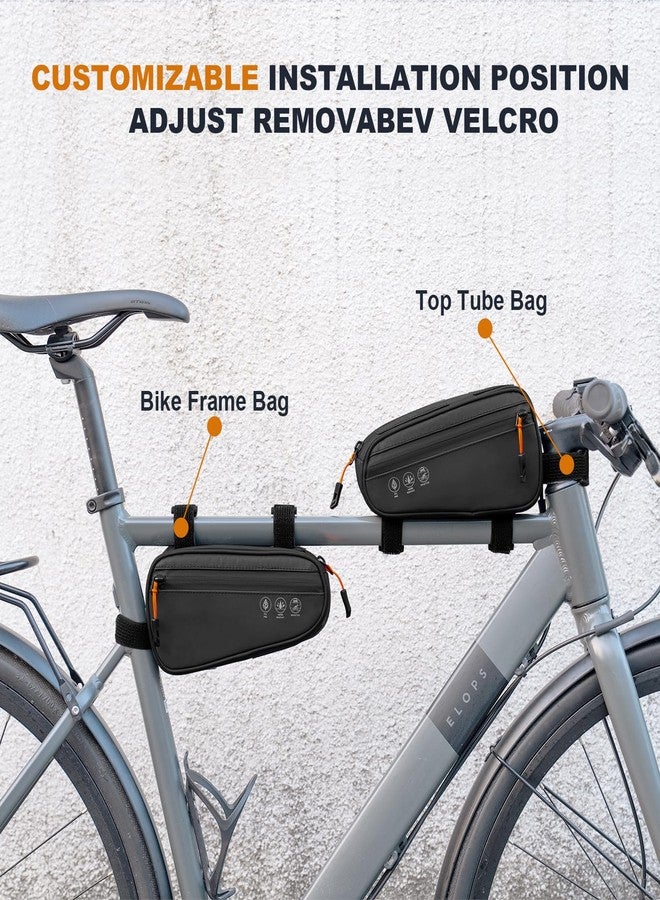 NDakter Bike-Frame-Bag, Waterproof Bicycle Top Tube Storage Triangle Pouch with 2 Side Pockets, Reflective Mountain Road Bike Tool Pack for Audlt, Phone, Bike-Accessories, MTB,BMX Trip (1.2L) - Image 2