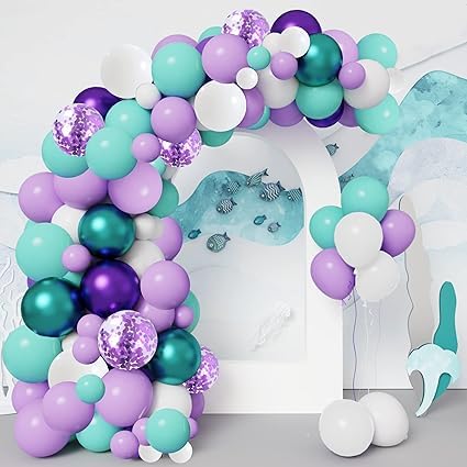 BRIJBAZAAR Mermaid Balloons For Birthday Decoration For Girl- Cute 61Pcs Balloon Decoration - Image 1