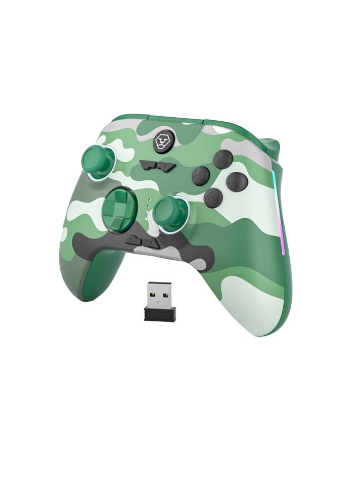 AOLION Wireless Bluetooth Controller, Hall Linear Trigger Gamepad Controller, Compact Portable Gaming Joystick, Comfortable Grip Gamepad With RGB Lightening , (1pc, Green, Dual Hall Plus Receiver) - Image 1