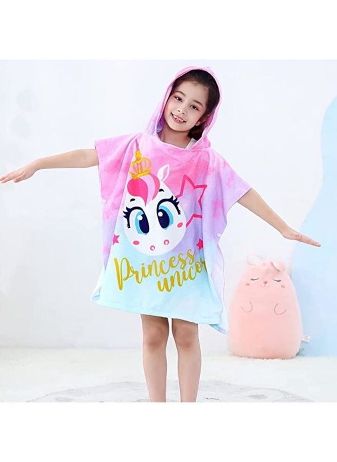 Cutie Cute Kids Hooded Beach Bath Towel Poncho for Age 4-10 Years - Swim Pool Coverup Poncho Cape Multi-use for Bath/Shower/Pool/Swim  - Image 1