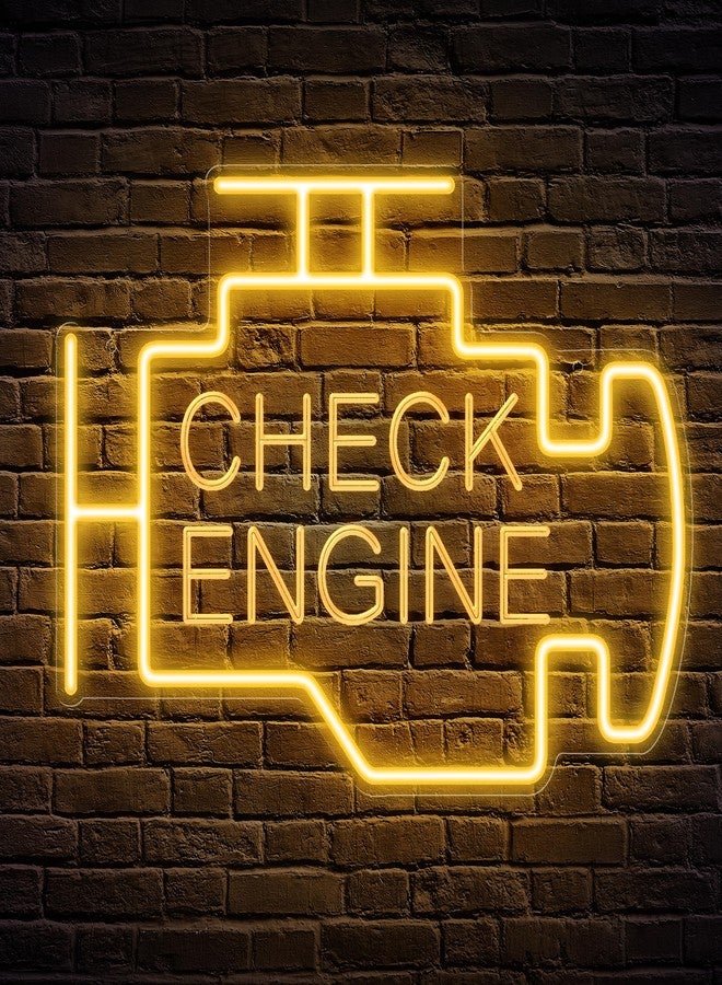 Kavaas Check Engine Neon Sign, LED Garage Sign for Car Room Decor | Check Engine Light Neon Sign for Garage Decor, Auto Repair Workshop, Man Cave - Best Gifts for Dad, Car Enthusiast (Golden Yellow) - Image 1