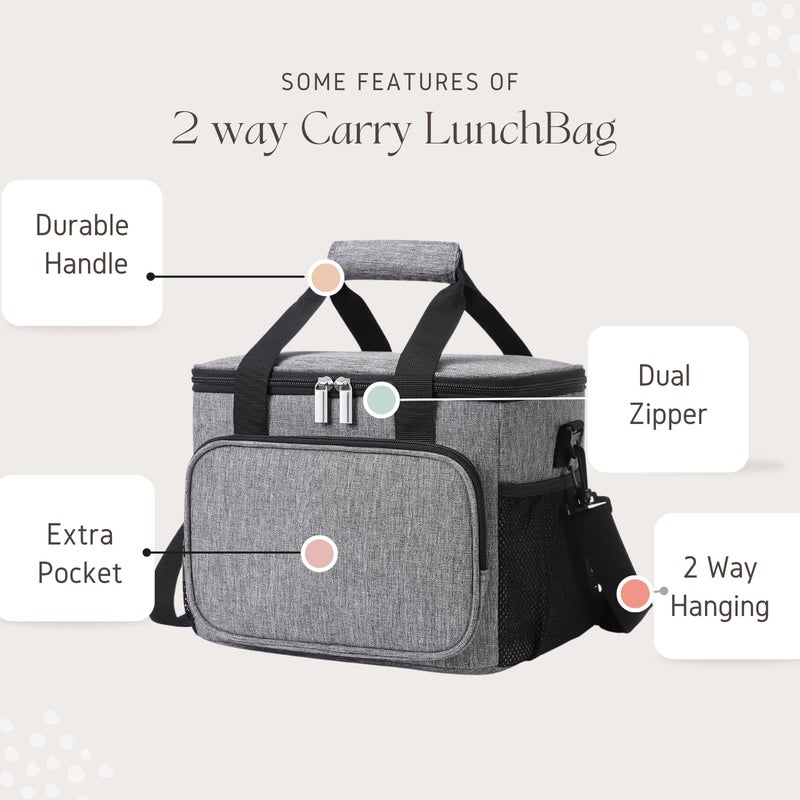 pelton Lunch Box Bag Storage Bag Leakproof for Girls Boys Men Women Food Storage Bag with Handle for Office College School Picnic Camping Tiffin Box Bag 85 Liter - Image 2