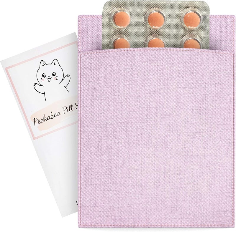 Peekaboo Pill Sleeve Cute Birth Control Case Soft Cotton Fabric Privacy Cover for Your Birth Control Pill Case Pouch for 4 x 3 Packets Bubblegum Pink