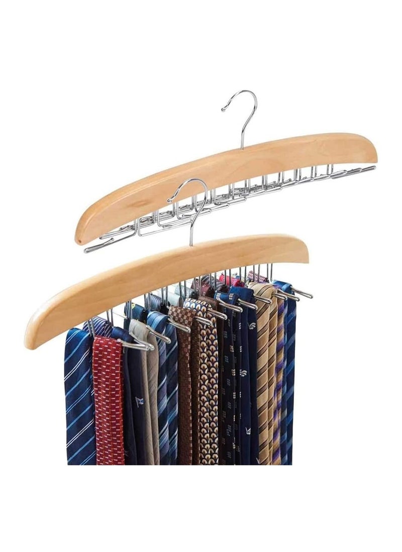 SYOSI 2Pcs Pack Tie Belt Hangers Adjustable 24 Clip Scarf Racks Holder Hook Hanger for Closet Organizer Storage Beige  - Image 1
