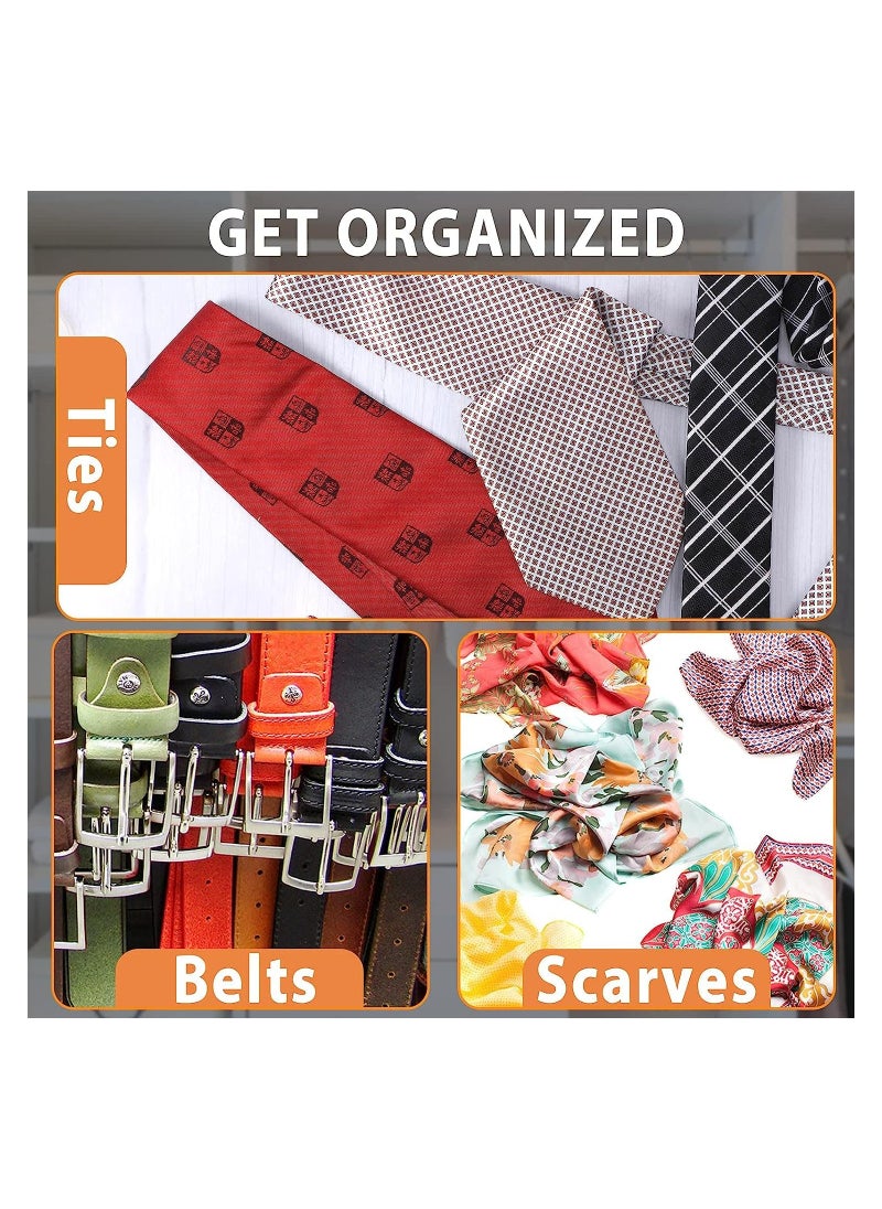 SYOSI 2Pcs Pack Tie Belt Hangers Adjustable 24 Clip Scarf Racks Holder Hook Hanger for Closet Organizer Storage Beige  - Image 2