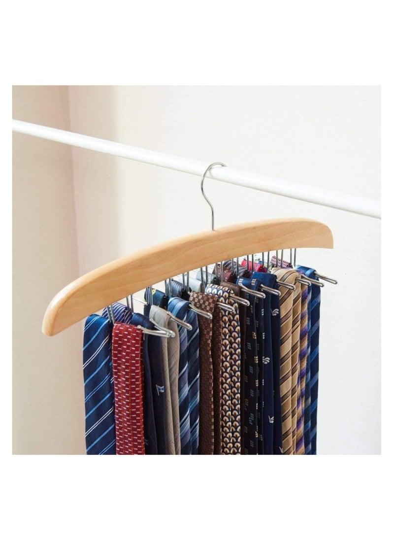 SYOSI 2Pcs Pack Tie Belt Hangers Adjustable 24 Clip Scarf Racks Holder Hook Hanger for Closet Organizer Storage Beige  - Image 3