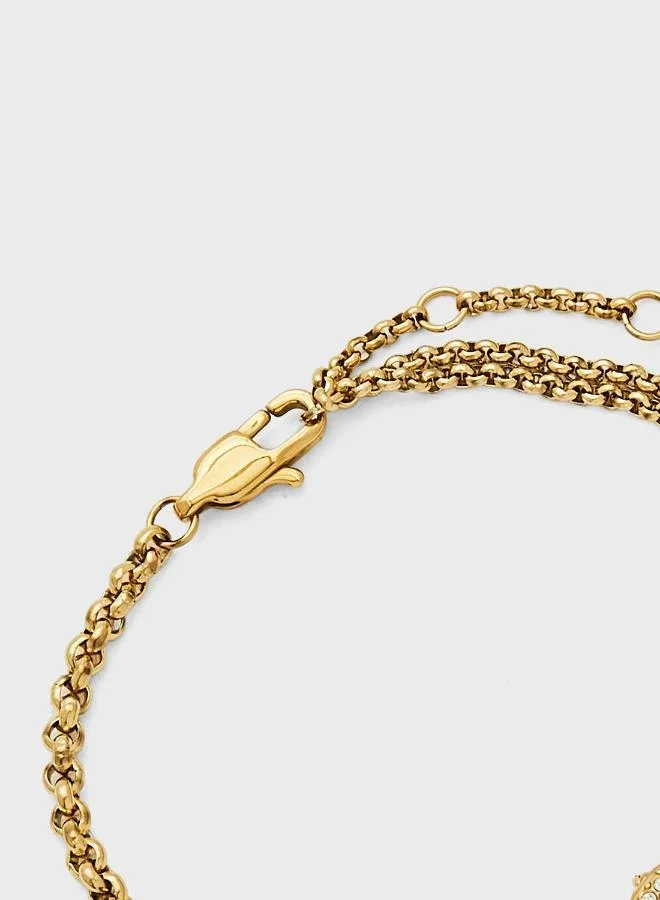 TOMMY HILFIGER Womens Chain Bracelet In Yellow Gold With A Heart Charm - 2780929