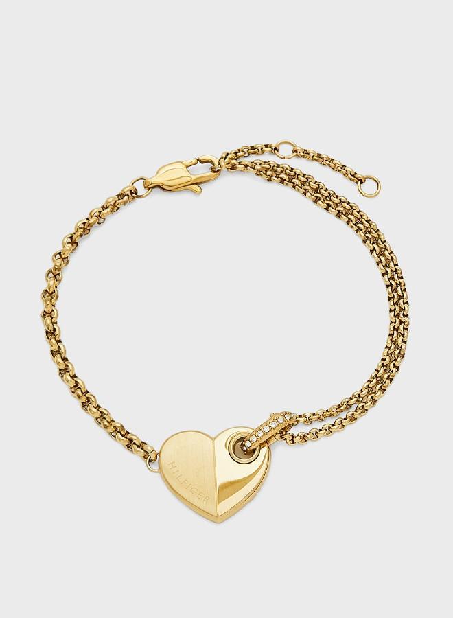 TOMMY HILFIGER Womens Chain Bracelet In Yellow Gold With A Heart Charm - 2780929 - Image 3