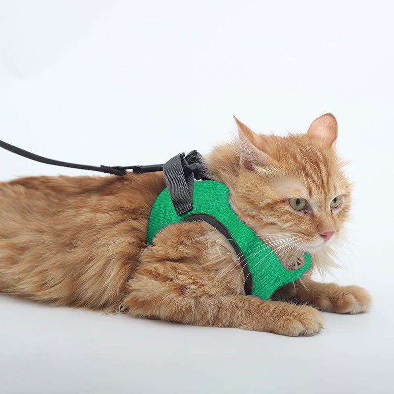 A+a Pets ' Feather Weight Cat and Dog Harness & Leash Set – Escape Proof, Adjustable, No Pull, Soft Padded Vest for Persian Cats, Kittens, Small Dogs (Green, S) - Image 1