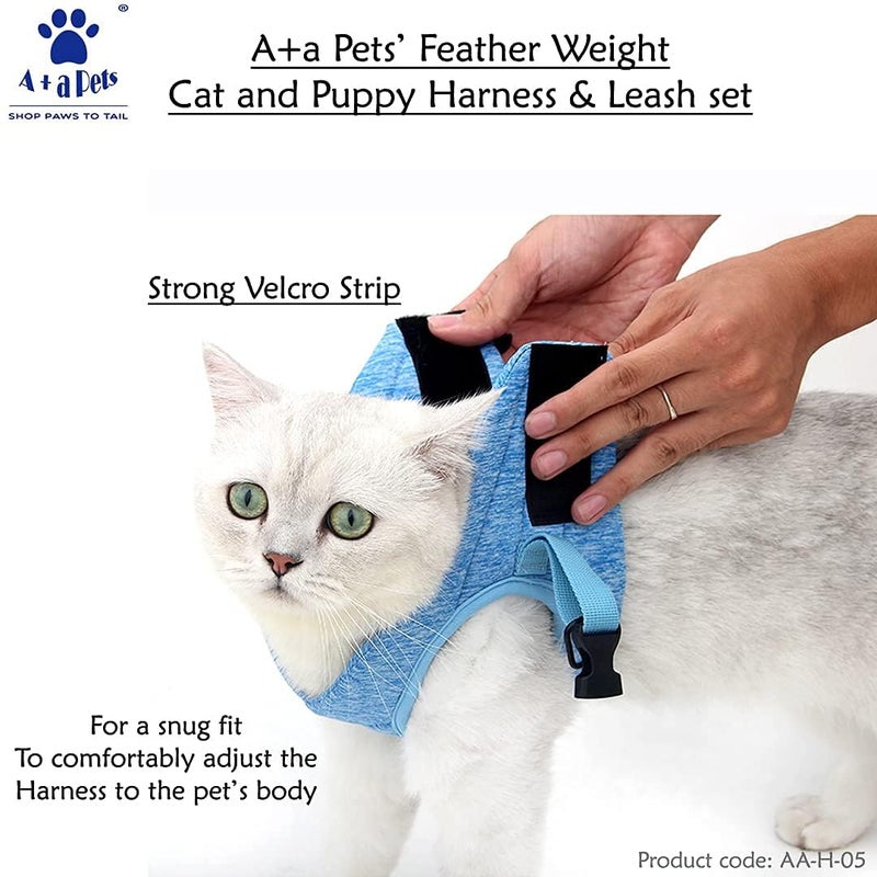 A+a Pets ' Feather Weight Cat and Dog Harness & Leash Set – Escape Proof, Adjustable, No Pull, Soft Padded Vest for Persian Cats, Kittens, Small Dogs (Green, S) - Image 2