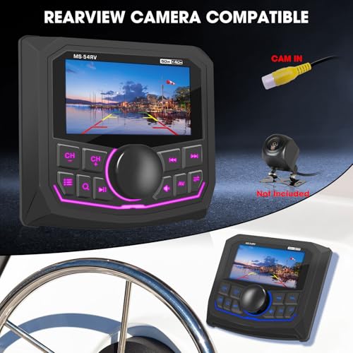 VOXXBASS Waterproof Marine Bluetooth Radio for Boat - Marine Gauge Stereo Receiver -3 Inch LCD Display Backup Camera Input USB AUX 4 Zones Subwoofer Pre-Amp AM FM Radio for ATVs UTVs SXS - Image 5