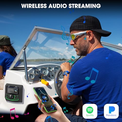 VOXXBASS Waterproof Marine Bluetooth Radio for Boat - Marine Gauge Stereo Receiver -3 Inch LCD Display Backup Camera Input USB AUX 4 Zones Subwoofer Pre-Amp AM FM Radio for ATVs UTVs SXS - Image 3