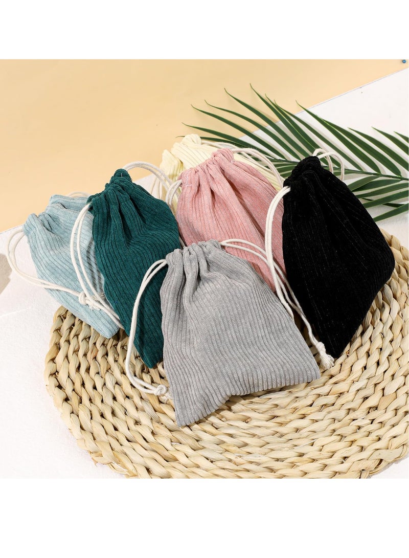 Excefore Small Makeup Bag, 6 Pieces Cosmetic Bag, Drawstring Type Small Makeup Pouch, Portable Velvet Cosmetic Bag, Storage Bag Drawstring Pocket, for Cosmetics Headphones Jewelry - Image 2