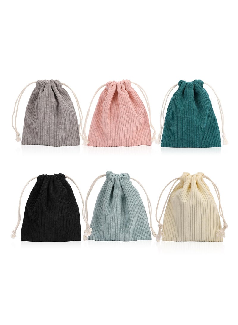 Excefore Small Makeup Bag, 6 Pieces Cosmetic Bag, Drawstring Type Small Makeup Pouch, Portable Velvet Cosmetic Bag, Storage Bag Drawstring Pocket, for Cosmetics Headphones Jewelry - Image 1