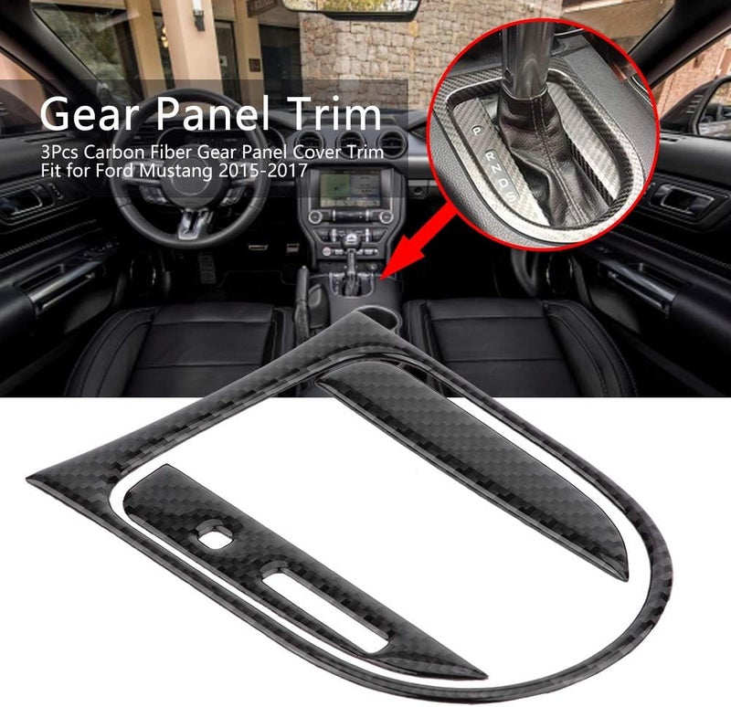 woobles Gear Panel Trim, for Ford Mustang 2015-2017, 3Pcs Carbon Fiber Car Interior Gear Shift Panel Cover Trim Sticker/automotive center consoles - Image 3