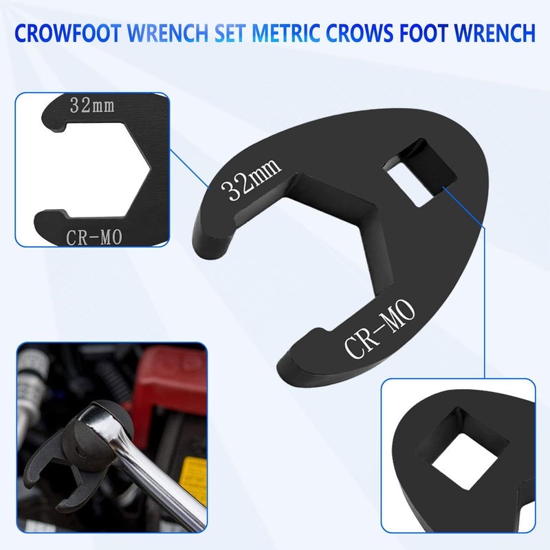 ZKTOOL 19PC 3/8â€ and 1/2â€ Drive Jumbo Crowfoot Flare Nut Wrench Set, Metric Tool 8 to 32 mm Sizes,Flare Nut Wrench set for 3/8in and 1/2in Drive Ratchet. - Image 4