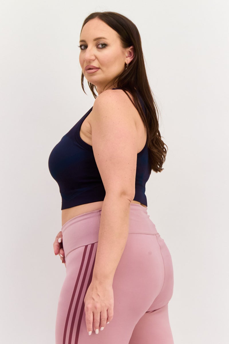 Adidas Women Plus Size  Textured Padded Sports Bra, Navy - Image 4