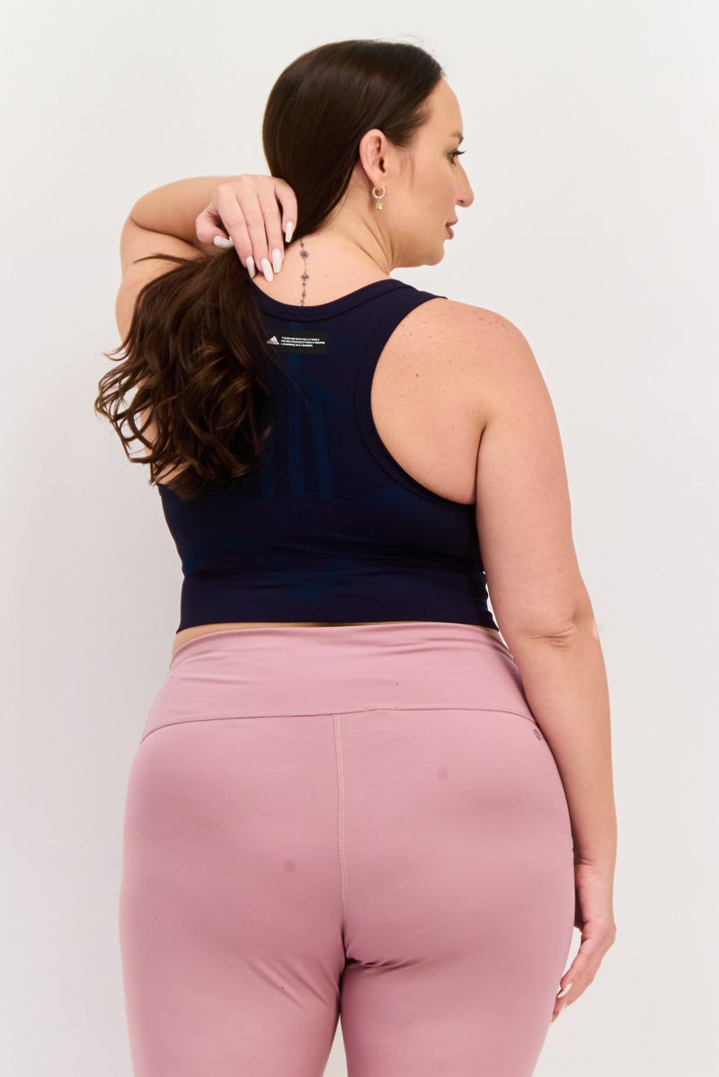 Adidas Women Plus Size  Textured Padded Sports Bra, Navy - Image 3