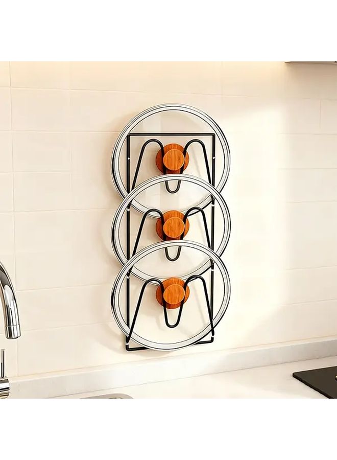 V Shape No Drill Pot Lid Holder Wall Mounted Kitchen Organizer Non Slip Metal - Image 4