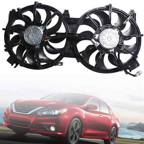 ANTUKO Dual Radiator Condenser Cooling Fan Assembly Replacement for 2007-2018 Altima Sedan/Coupe Maxima 12V 21481JA000 NI3115134 31555035000 620-453 - Image 1