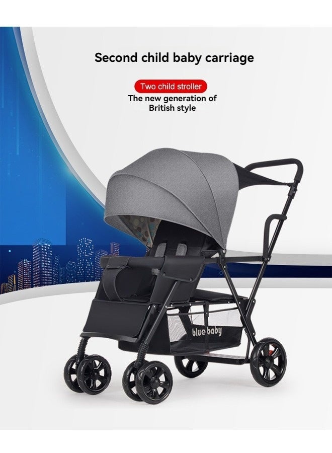 Beauenty Sit and Stand Double Stroller with Rear Bench and Standing Platform, 3-Way Reclining Seats - Image 1